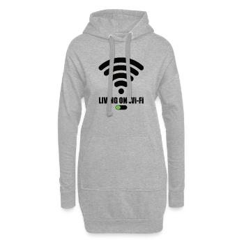Living On Wi-Fi Wlan Wlan Spruch Internet Signal - Hoodie-Kleid - Grau meliert - Vorne