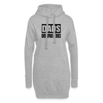 Les papas sous-payés des héros papa disent papa fête des pères - Sweat-shirt à capuche long Femme - gris chiné - Devant