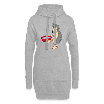 Hérisson intelligent avec bol d’eau - Sweat-shirt à capuche long Femme - gris chiné - Devant