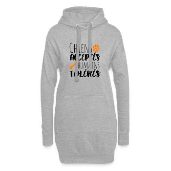 Chiens acceptés, humains tolérés. cadeau chien - Sweat-shirt à capuche long Femme - gris chiné - Devant