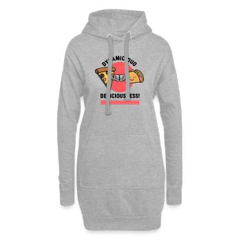 Pizza Taco Fist Bump: Dynamisches Duo der Köstlichkeit - Hoodie-Kleid - Grau meliert - Vorne