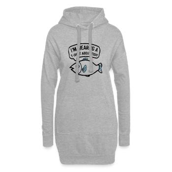 POISSON. JE PORTE UN T-SHIRT SUR LE THÈME DU POISSON - Sweat-shirt à capuche long Femme - gris chiné - Devant