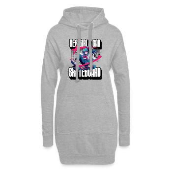 Ja Mädchen können Skateboard Skateboarder Skater Frauen - Hoodie-Kleid - Grau meliert - Vorne