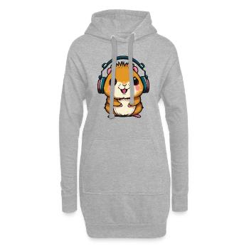 Süßer Hamster, der Kopfhörer trägt, DJ-Hamster - Hoodie-Kleid - Grau meliert - Vorne