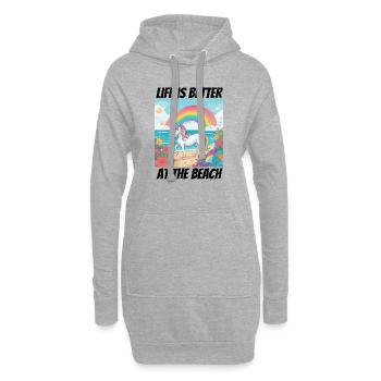 La vie est plus belle à la plage Licorne - Sweat-shirt à capuche long Femme - gris chiné - Devant