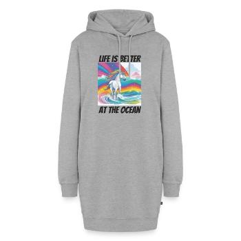 La vie est meilleure à la licorne de l’océan - Sweat-shirt à capuche long Femme - gris chiné - Devant
