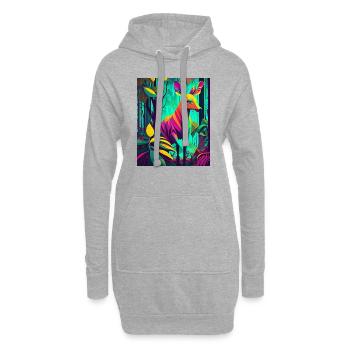 Neonwald-Reh: Buntes Wunder der Natur - Hoodie-Kleid - Grau meliert - Vorne