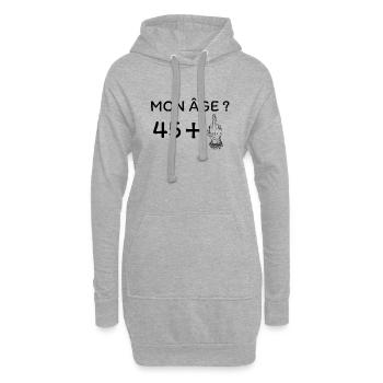 mon âge 46 - Sweat-shirt à capuche long Femme - gris chiné - Devant