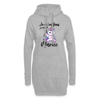 Je M'en Fous Je Suis La Mariée Licorne EVJF Future - Sweat-shirt à capuche long Femme - gris chiné - Devant