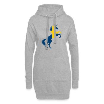 Licorne Suède Drapeau T-Shirt Licorne Magique Suédois - Sweat-shirt à capuche long Femme - gris chiné - Devant