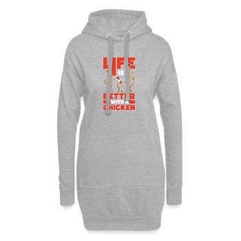 La vie est meilleure avec un poulet - Sweat-shirt à capuche long Femme - gris chiné - Devant