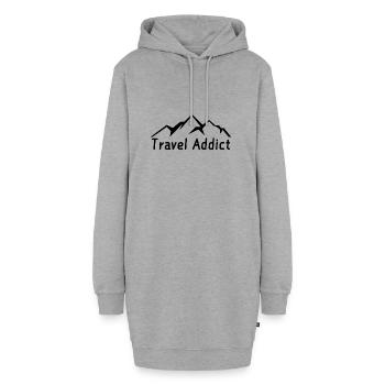 Accro au voyage - Sweat-shirt à capuche long Femme - gris chiné - Devant