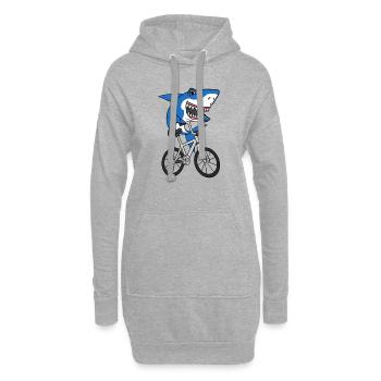 T-shirt de vélo d’équitation de requin drôle mignon - Sweat-shirt à capuche long Femme - gris chiné - Devant
