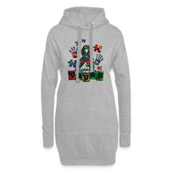 Autisme Super-héros Soignant Puzzle Enfants Anormaux - Sweat-shirt à capuche long Femme - gris chiné - Devant