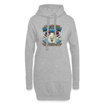 Lustiges Fallschirmspringer - Hoodie-Kleid - Grau meliert - Vorne