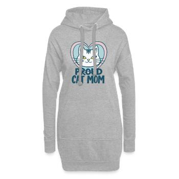 FIÈRE MAMAN CHAT - Sweat-shirt à capuche long Femme - gris chiné - Devant