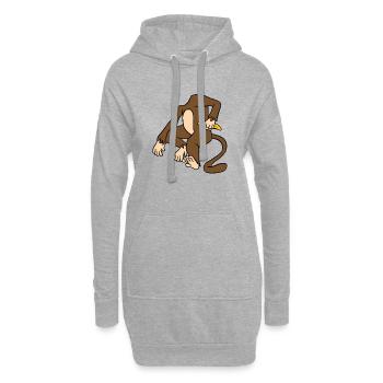 Corps de singe tenant une banane drôle de singe primate - Sweat-shirt à capuche long Femme - gris chiné - Devant
