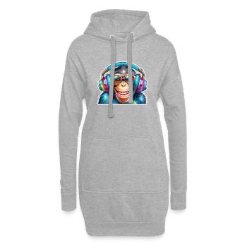 Singe cool avec des écouteurs et des lunettes de soleil - Sweat-shirt à capuche long Femme - gris chiné - Devant