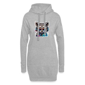 Raccoon With Headphones Graffiti Art - Hoodie Dress - heather grey - Front