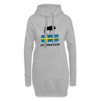 Schweden Elch Fahne Urlaub Reise Sticker Souvenir - Hoodie-Kleid - Grau meliert - Vorne