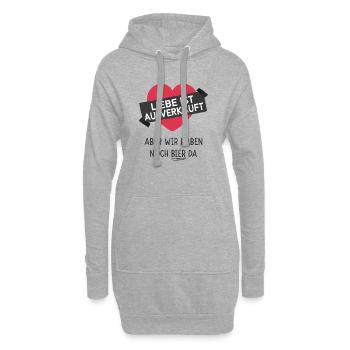 Liebe ist Ausverkauft aber wir haben noch Bier da - Hoodie-Kleid - Grau meliert - Vorne