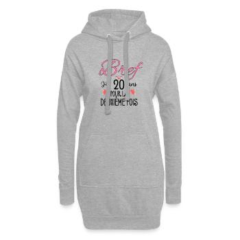 bref j'ai 20 ans pour la deuxième fois 40 anniv - Sweat-shirt à capuche long Femme - gris chiné - Devant