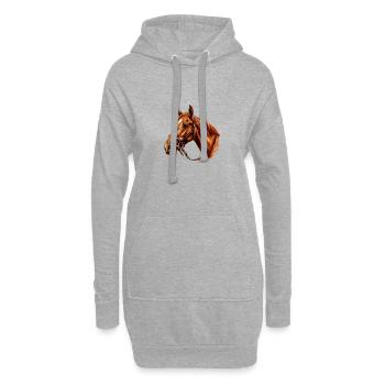 Braunes Pferd Mit Trense Kunstwerk - Hoodie-Kleid - Grau meliert - Vorne