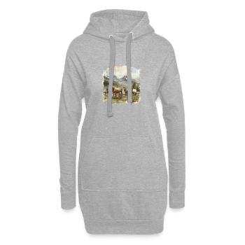 Pferde Vor Berglandschaft Gemälde - Hoodie-Kleid - Grau meliert - Vorne