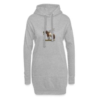 Cheval et oiseaux dans la nature - Sweat-shirt à capuche long Femme - gris chiné - Devant