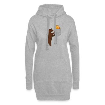 Ours cherchant un baril de miel dans votre fausse poche - Sweat-shirt à capuche long Femme - gris chiné - Devant