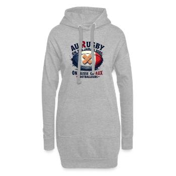 Au Rugby On N'A Jamais BOBO On Laisse ça Aux Foot - Sweat-shirt à capuche long Femme - gris chiné - Devant