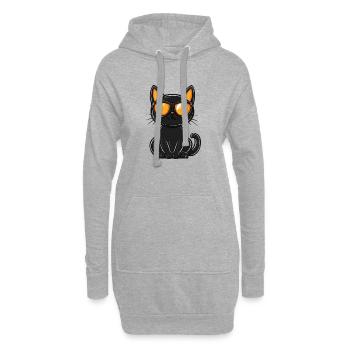 Chat Halloween Chat Cool - Sweat-shirt à capuche long Femme - gris chiné - Devant