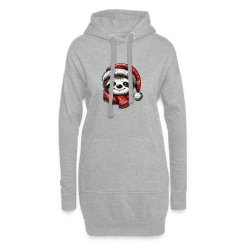Weihnachtlicher Faultier Mit Weihnachtsmütze Und - Hoodie-Kleid - Grau meliert - Vorne