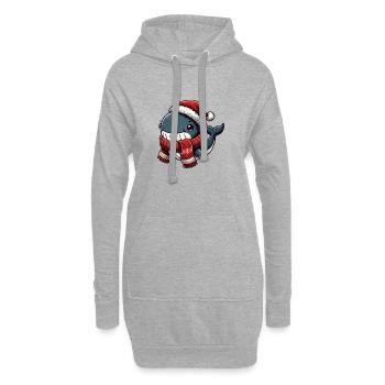 Fröhlicher Wal mit Weihnachtsmütze und Schal - Hoodie-Kleid - Grau meliert - Vorne