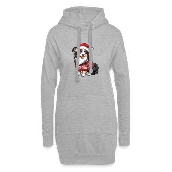 Border Collie Chien Noël - Sweat-shirt à capuche long Femme - gris chiné - Devant