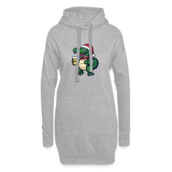 Alligator Weihnachten Bier - Hoodie-Kleid - Grau meliert - Vorne
