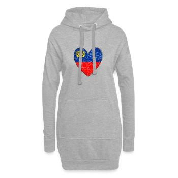 Liechtenstein Drapeau Coeur Voyage Vacances Alpes - Sweat-shirt à capuche long Femme - gris chiné - Devant