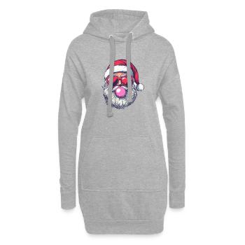 Père Noël drôle avec des lunettes en forme de cœur et du chewing-gum - Sweat-shirt à capuche long Femme - gris chiné - Devant
