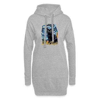 Nachtschwarze Katze Night Black Cat - Hoodie-Kleid - Grau meliert - Vorne