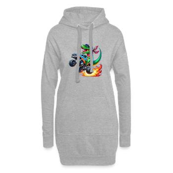 Abenteuerlustiger Dinosaurier Auf Monstertruck - Hoodie-Kleid - Grau meliert - Vorne