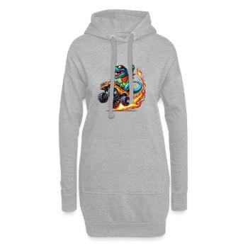 Abenteuerlustiger Dinosaurier Auf Monstertruck - Hoodie-Kleid - Grau meliert - Vorne