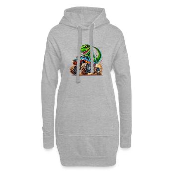 Abenteuerlustiger Dinosaurier Auf Monstertruck - Hoodie-Kleid - Grau meliert - Vorne