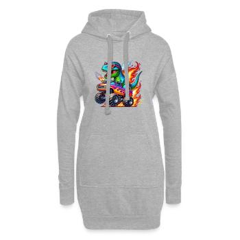 Abenteuerlustiger Dinosaurier Auf Monstertruck - Hoodie-Kleid - Grau meliert - Vorne