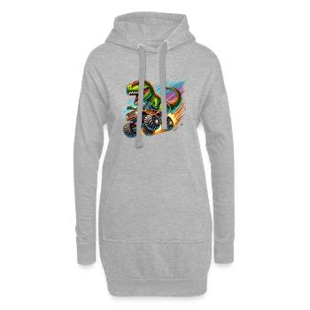 Abenteuerlustiger Dinosaurier Auf Monstertruck - Hoodie-Kleid - Grau meliert - Vorne