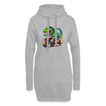 Abenteuerlustiger Dinosaurier Auf Monstertruck - Hoodie-Kleid - Grau meliert - Vorne