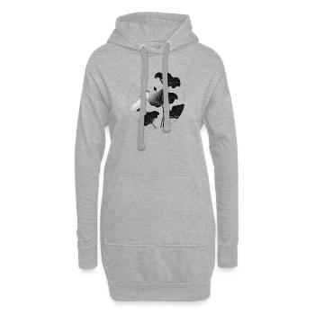 Libelle und Lotusblätter Libellule et Lotus - Sweat-shirt à capuche long Femme - gris chiné - Devant