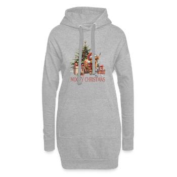 Mooey Christmas Mit Weihnachtsbaum und Geschenken - Hoodie-Kleid - Grau meliert - Vorne