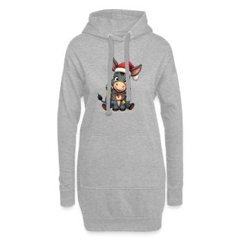Esel Elfe Weihnachten - Hoodie-Kleid - Grau meliert - Vorne