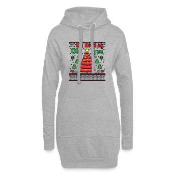 Hot Dog Christmas Tree ugly Weihnachts Weihnachten - Hoodie-Kleid - Grau meliert - Vorne