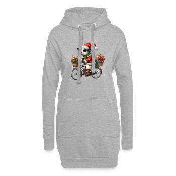 Vache de Noël à vélo avec des cadeaux - Sweat-shirt à capuche long Femme - gris chiné - Devant
